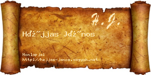 Héjjas János névjegykártya